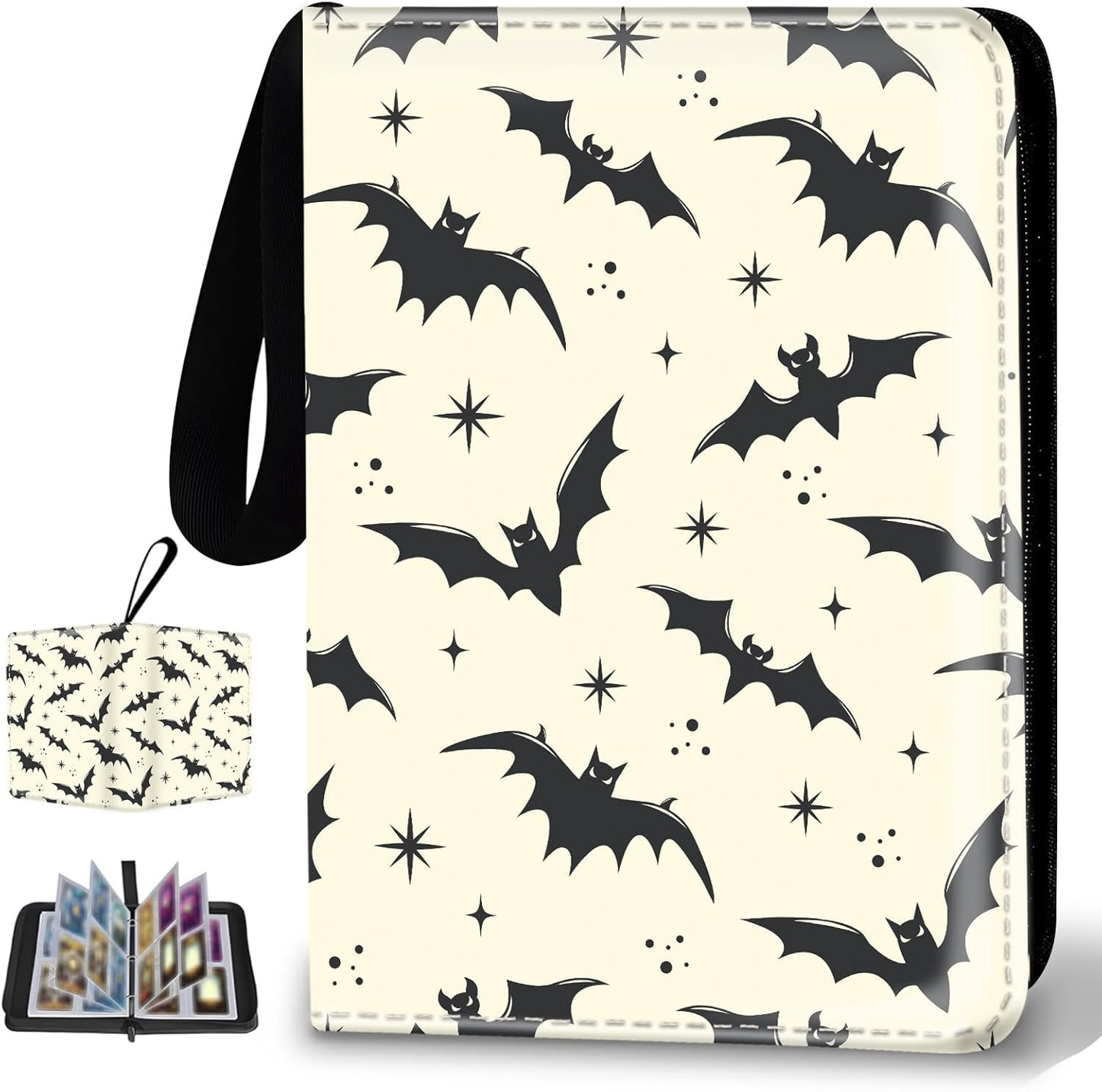 Collectible Trading Card Binder, 400 Card Holders with 50 Removable Sleeves, Portable 4 Pocket Trading Card Collection Albums for Photocard kpop MTG/TCG Game Sports Cards,Funny Dinosaur Bones