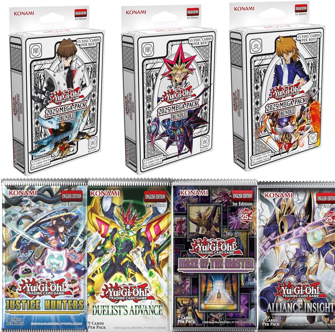 Yugioh 2025 Mega Pack Bundle (Random Art) with 4 Booster Packs! Any Set