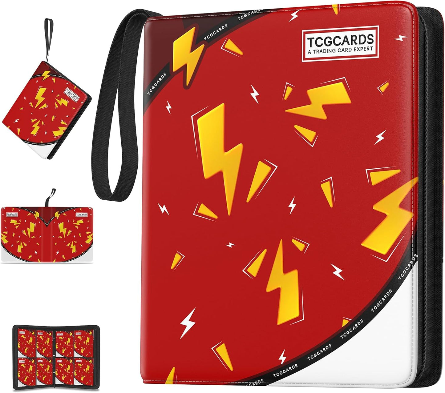 Trading Card Binder 4 Pocket,400 Pocket Card Collection Binder with 50 Removable Sleeves,PU Waterproof Top Card Book,3-Ring Zipper Collectible Trading Card Album for MTG/TCG/Card Holder Gift(Blue)