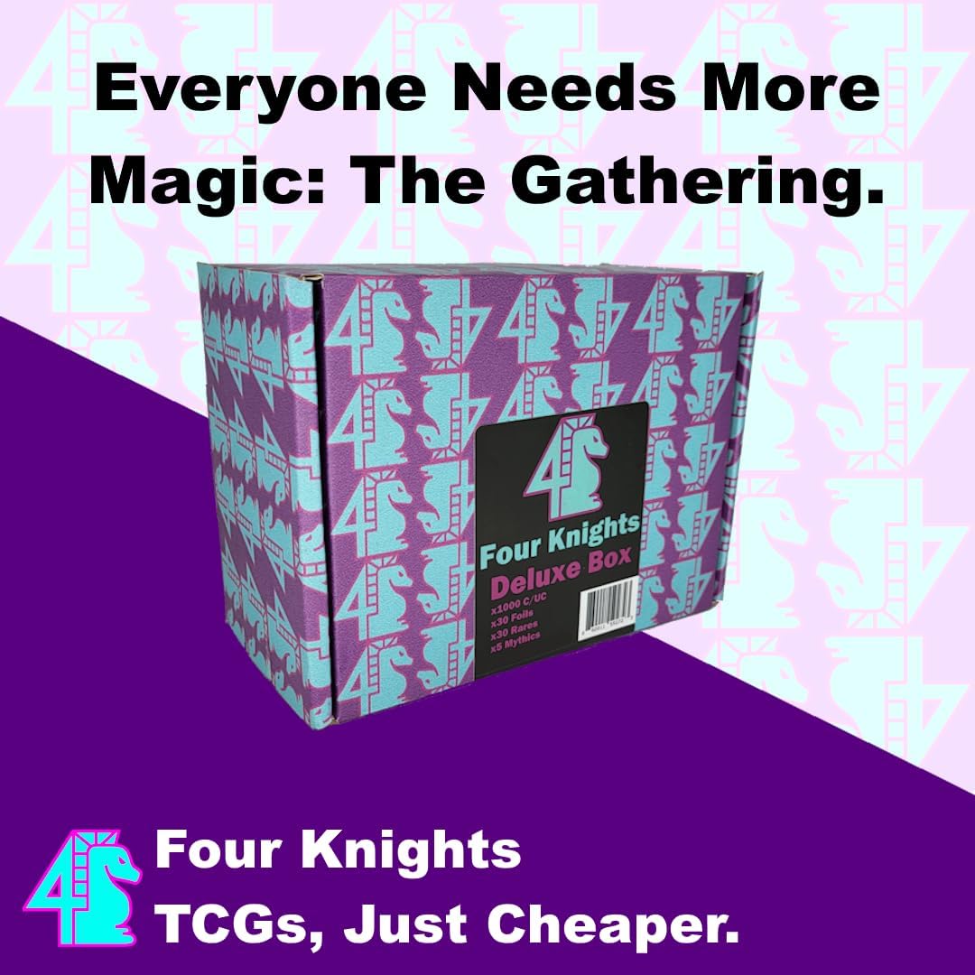 Four Knights MTG Deluxe Collection Booster Box - 1000+ Assorted C/UC Cards with 30 Rares, 30 Foils, and 5 Mythics - Limited Duplicates - Compatible with Magic