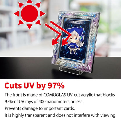 amazdone with:D Magnetic Card Display Case 35PT, UV Protection Acrylic Trading Card Holder with Inner Case, Premium Japanese Design for TCG & Sports Cards (Antique Rainbow)