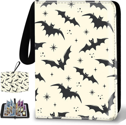 Collectible Trading Card Binder, 400 Card Holders with 50 Removable Sleeves, Portable 4 Pocket Trading Card Collection Albums for Photocard kpop MTG/TCG Game Sports Cards，Funny Dinosaur Bones