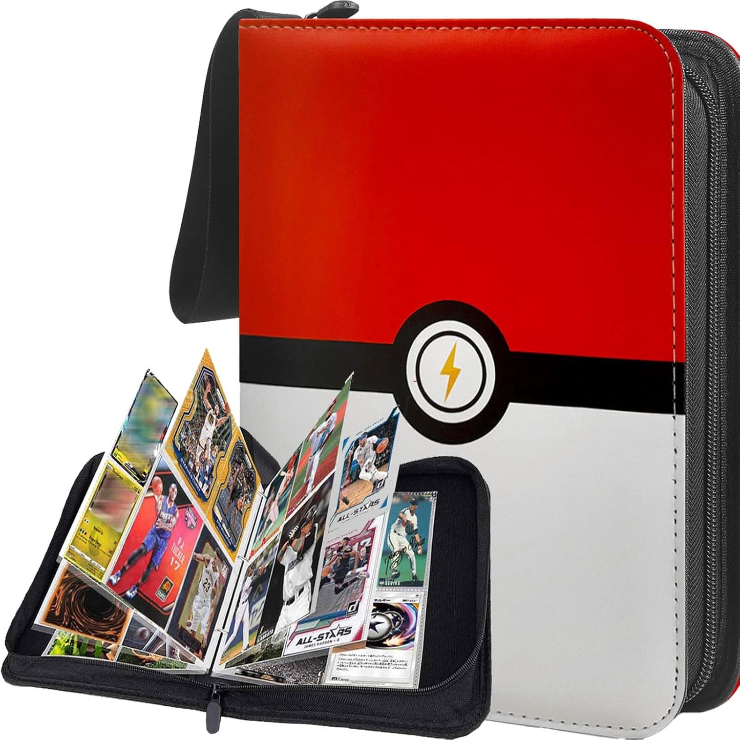 Trading Card Binder 4 Pockets, Collection Card Album Sleeves for Baseball Yugioh MTG Cards, Collectable Sports Card Binder Storage Protection, 50 Pages Put up to 400 Cards (Red)
