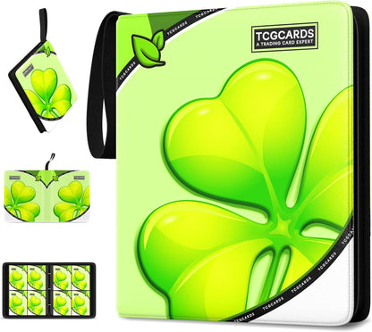 Trading Card Binder 4 Pocket,400 Pocket Card Collection Binder with 50 Removable Sleeves,PU Waterproof Top Card Book,3-Ring Zipper Collectible Trading Card Album for MTG/TCG/Card Holder Gift(Blue)