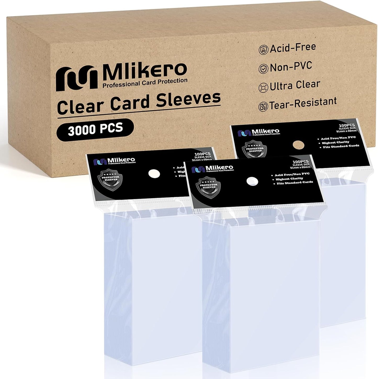 Mlikero 600 Count Card Sleeves, Clear Soft Trading Card Sleeves, Polypropylene (PP), Fit for MTG, TCG, Baseball, Football, Game Cards