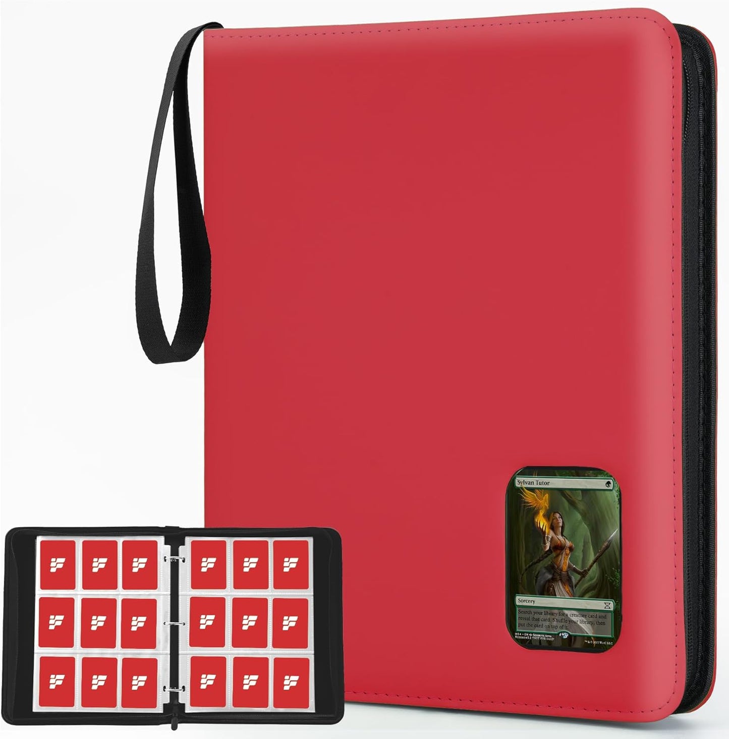 Trading Card Binder 9 Pocket, 360 Pockets Trading Card Holder Book, Premium PU Cover Zip Folder Binder, Side Loading Carrying Case Binder Album for TCG, MTG,Sports Cards, Game Cards (Orange-1)