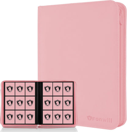 Trading Card Binder 9 Pocket, 360 Pockets Trading Card Holder Book, Premium PU Cover Zip Folder Binder, Side Loading Carrying Case Binder Album for TCG, MTG,Sports Cards, Game Cards (Orange-1)