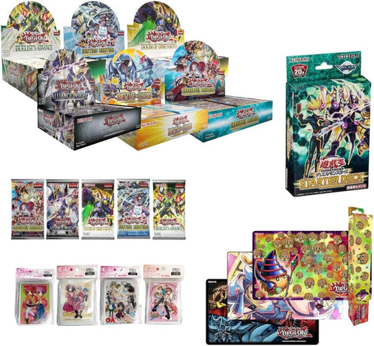 Yu-Gi-Oh! Yugioh Tournament Ready Starter Deck Builder Gift Bundle: 1 Booster Box + 5 Assorted Booster Packs + 1 Duel Monsters Starter Deck + 1 Pack Standard Size Sleeves + 1 Rubber Playmat