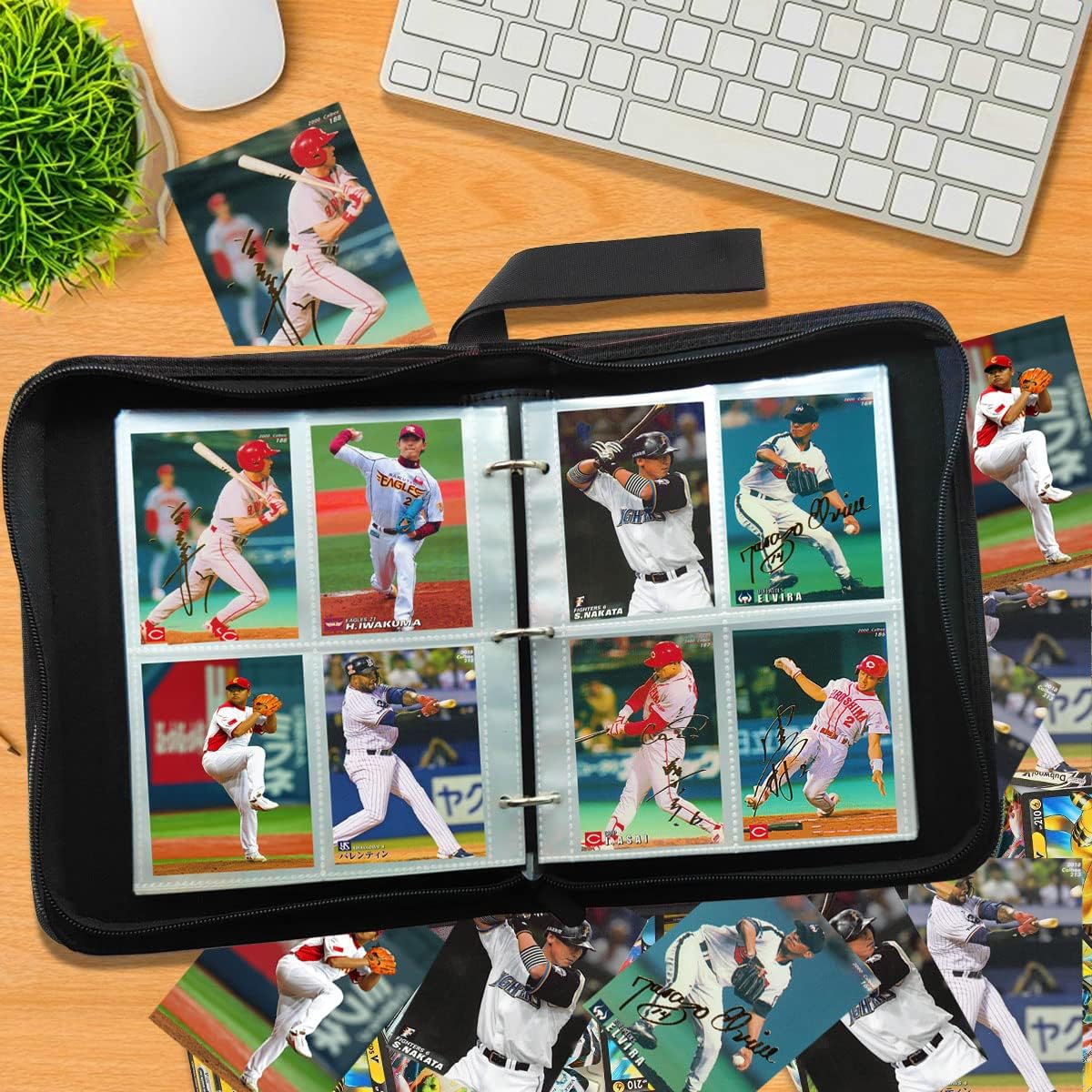 Trading Card Binder 4 Pockets, Collection Card Album Sleeves for Baseball Yugioh MTG Cards, Collectable Sports Card Binder Storage Protection, 50 Pages Put up to 400 Cards (Red)