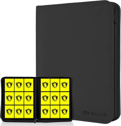 Trading Card Binder 9 Pocket, 360 Pockets Trading Card Holder Book, Premium PU Cover Zip Folder Binder, Side Loading Carrying Case Binder Album for TCG, MTG,Sports Cards, Game Cards (Orange-1)