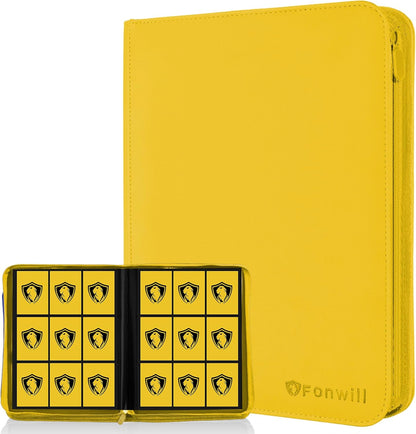 Trading Card Binder 9 Pocket, 360 Pockets Trading Card Holder Book, Premium PU Cover Zip Folder Binder, Side Loading Carrying Case Binder Album for TCG, MTG,Sports Cards, Game Cards (Orange-1)