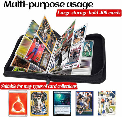 Trading Card Binder 4 Pockets, Collection Card Album Sleeves for Baseball Yugioh MTG Cards, Collectable Sports Card Binder Storage Protection, 50 Pages Put up to 400 Cards (Red)