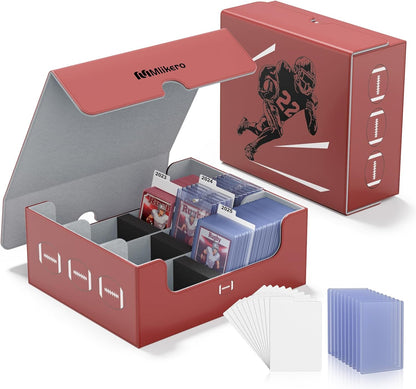 Mlikero Card Deck Case for Trading Cards 1800+, Trading Card Storage Box with 10 Dividers and 3 Foam Stoppers, Leather Magnetic Closure Commander Deck Box Fit for YuGiOh, MTG and Sport Cards
