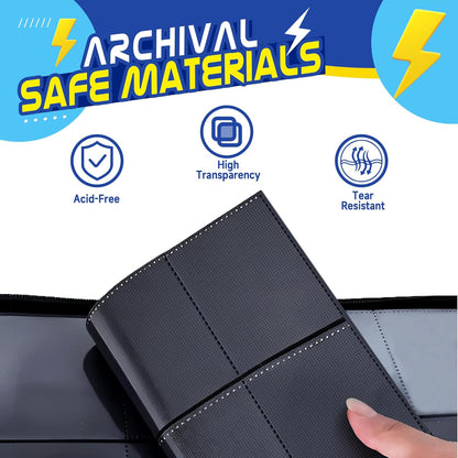 Trading Card Binder 4 Pocket,400 Pocket Card Collection Binder with 50 Removable Sleeves,PU Waterproof Top Card Book,3-Ring Zipper Collectible Trading Card Album for MTG/TCG/Card Holder Gift(Blue)