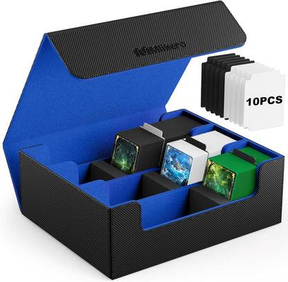 Mlikero Card Deck Case for Trading Cards 1800+, Trading Card Storage Box with 10 Dividers and 3 Foam Stoppers, Leather Magnetic Closure Commander Deck Box Fit for YuGiOh, MTG and Sport Cards