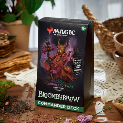 Magic: The Gathering Bloomburrow Commander Deck - Squirreled Away (100-Card Deck, 2-Card Collector Booster Sample Pack + Accessories)