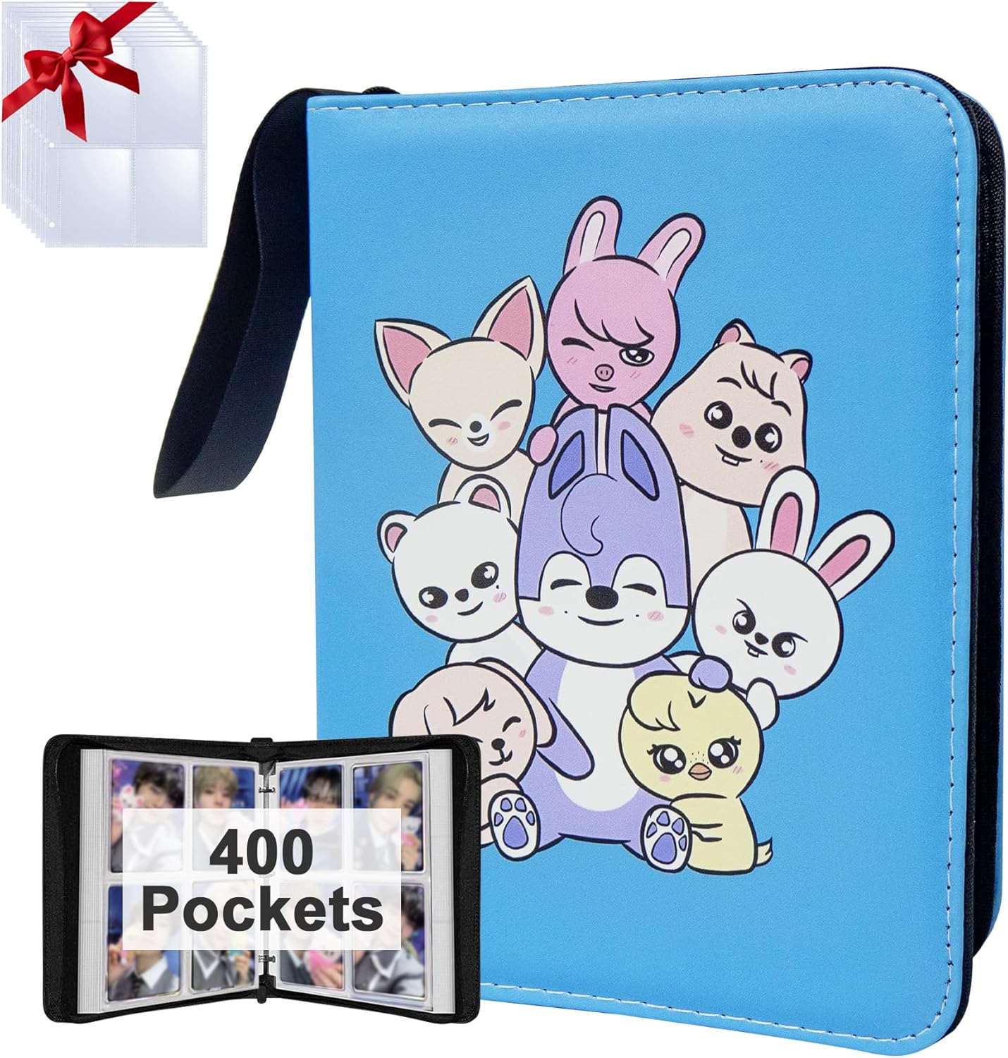 Anime Trading Card Binder for Cards,4 Pocket with 60 Sleeves up to 480 Cards,Waterproof Card Storage Bag with Removable Sleeves for Anime and TCG Cards