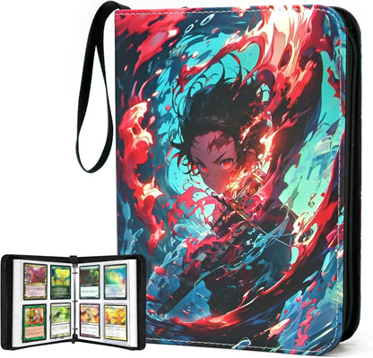 Anime Trading Card Binder for Cards,4 Pocket with 60 Sleeves up to 480 Cards,Waterproof Card Storage Bag with Removable Sleeves for Anime and TCG Cards