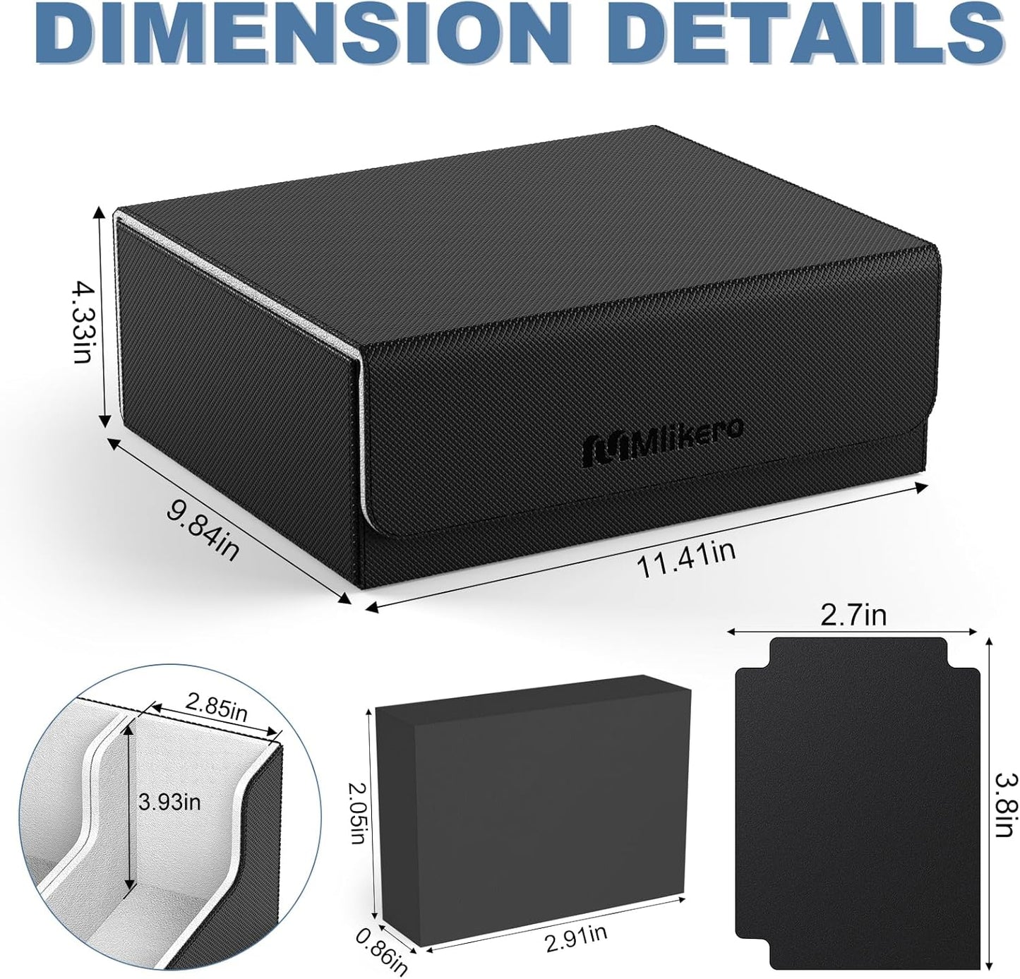 Mlikero Card Deck Case for Trading Cards 1800+, Trading Card Storage Box with 10 Dividers and 3 Foam Stoppers, Leather Magnetic Closure Commander Deck Box Fit for YuGiOh, MTG and Sport Cards