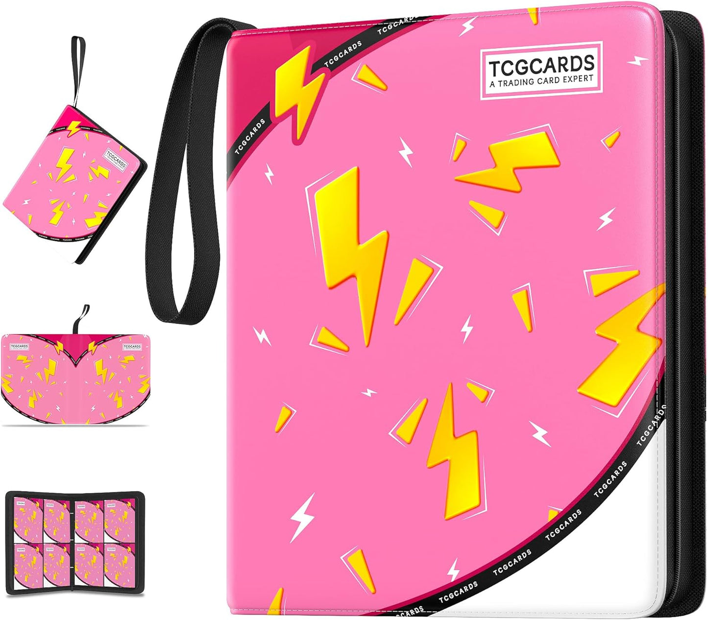 Trading Card Binder 4 Pocket,400 Pocket Card Collection Binder with 50 Removable Sleeves,PU Waterproof Top Card Book,3-Ring Zipper Collectible Trading Card Album for MTG/TCG/Card Holder Gift(Blue)