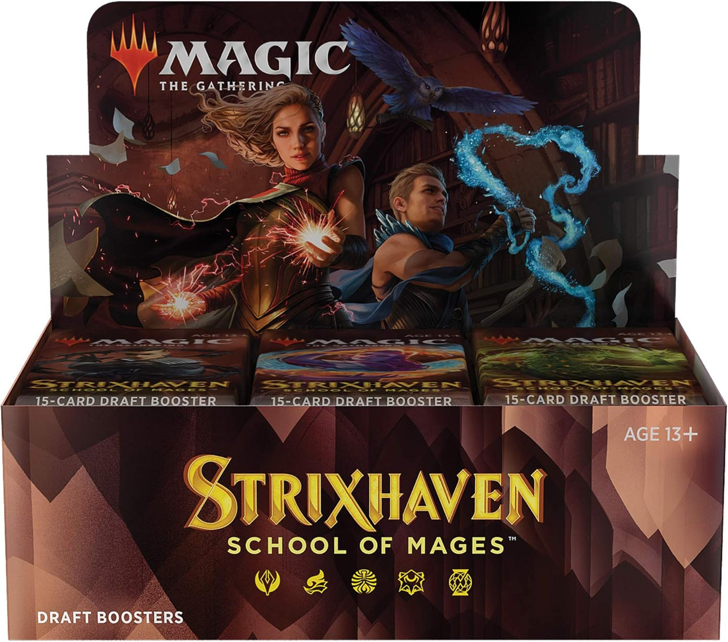 Magic The Gathering Strixhaven Draft Booster Box | 36 Packs (540 Magic Cards), Brown