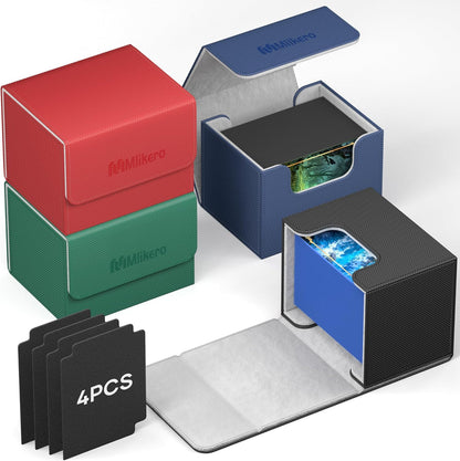 Mlikero Card Deck Case for Trading Cards 1800+, Trading Card Storage Box with 10 Dividers and 3 Foam Stoppers, Leather Magnetic Closure Commander Deck Box Fit for YuGiOh, MTG and Sport Cards