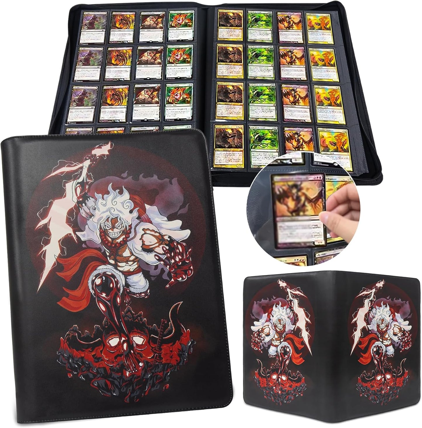 Anime Trading Card Binder for Dragon Cards, 4 Pocket with 50 Sleeves up to 400 Cards TCG Card Binder, Waterproof Card Storage Book, Cards Display Case