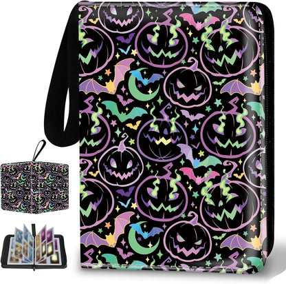 Collectible Trading Card Binder, 400 Card Holders with 50 Removable Sleeves, Portable 4 Pocket Trading Card Collection Albums for Photocard kpop MTG/TCG Game Sports Cards，Funny Dinosaur Bones