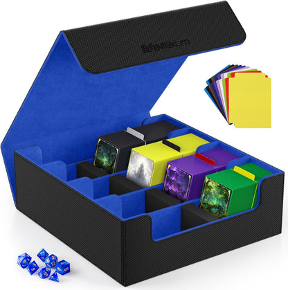 Mlikero Card Deck Case for Trading Cards 1800+, Trading Card Storage Box with 10 Dividers and 3 Foam Stoppers, Leather Magnetic Closure Commander Deck Box Fit for YuGiOh, MTG and Sport Cards