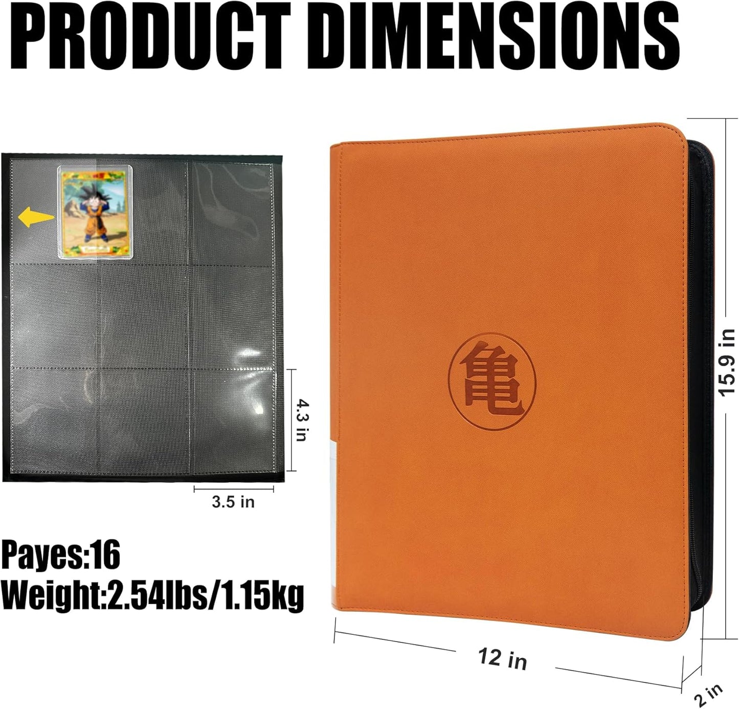 Toploader Binder for Dragon Ball Cards,Holds 288 Toploaders,9-Pocket Ringless Double-Sided Pockets for Dragon Ball Cards,Waterproof Top Loader Card Storage for Anime Cards