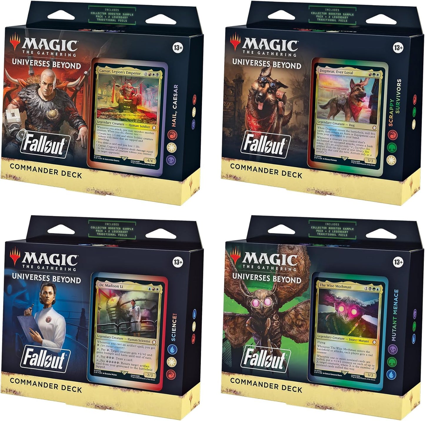 Magic: The Gathering Fallout Commander Deck - Scrappy Survivors (100-Card Deck, 2-Card Collector Booster Sample Pack + Accessories)