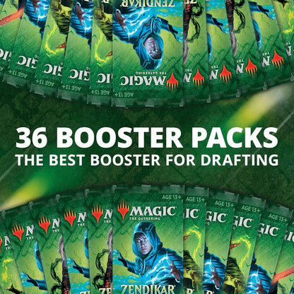 Magic The Gathering Zendikar Rising Draft Booster Box | 36 Booster Packs (540 Cards) + 1 Box Topper | 36 Full Art Lands | Factory Sealed