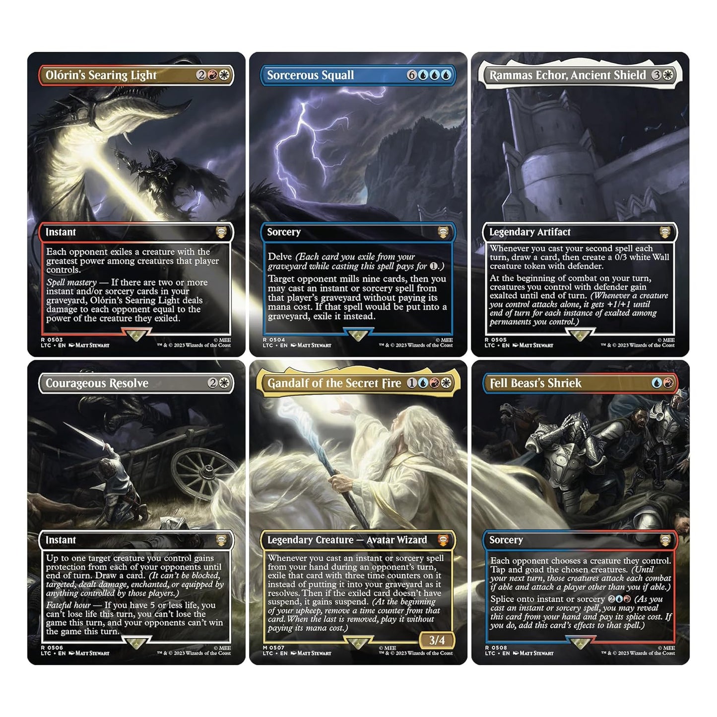 Magic: The Gathering The Lord of The Rings: Tales of Middle-Earth Scene Box - Gandalf in Pelennor Fields (6 Scene Cards, 6 Art Cards, 3 Set Boosters + Display Easel)