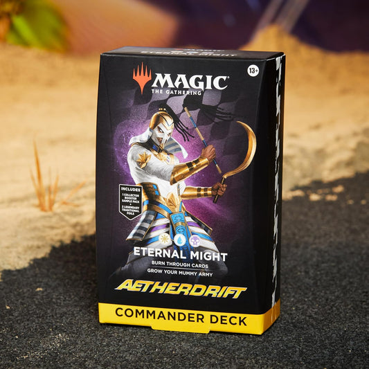 Magic The Gathering Aetherdrift Commander Deck - Eternal Might (100-Card Deck, 2-Card Collector Booster Sample Pack + Accessories)